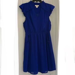 Elegant Blue Ruffle Sleeve Dress